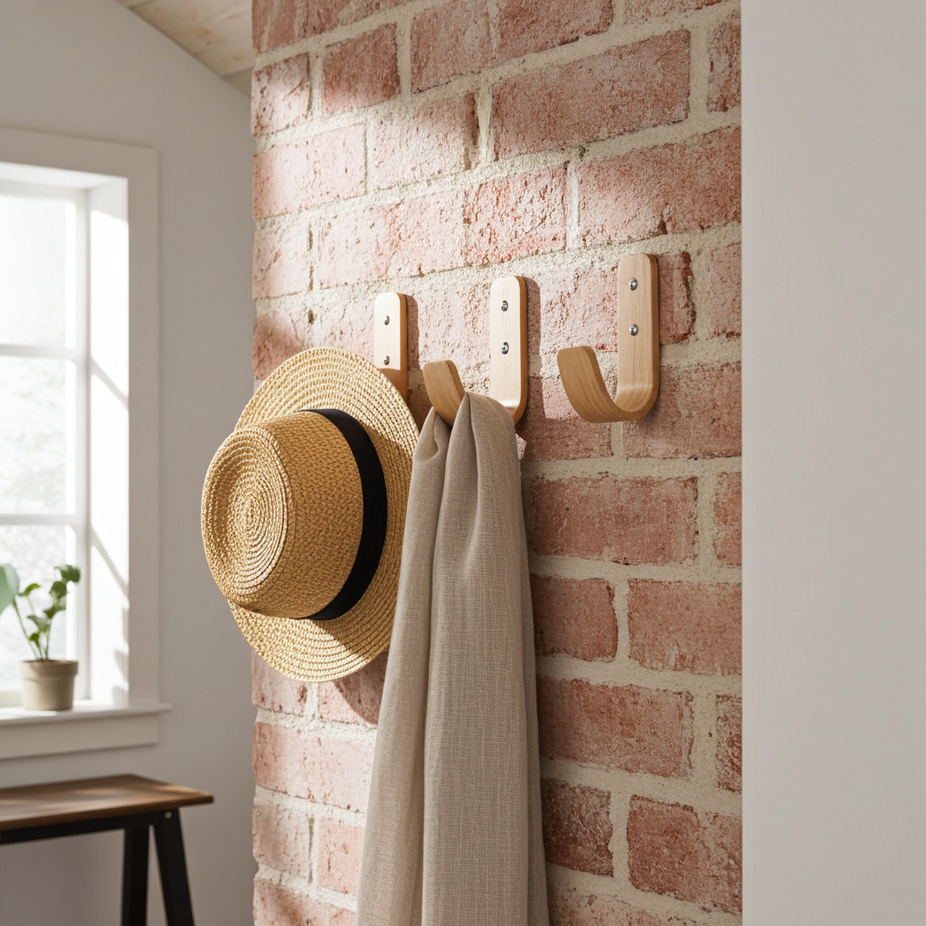 Curved Wall Hook | Solid Oak | Single