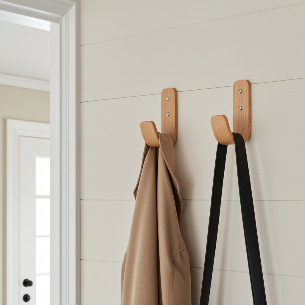 Curved Wall Hook | Solid Oak | Single