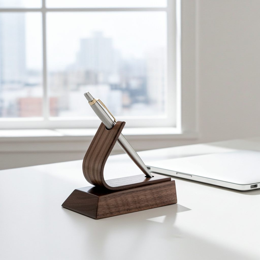 Luxury Walnut Pen Holder Stand | Handcrafted Desk Accessory | NOIR