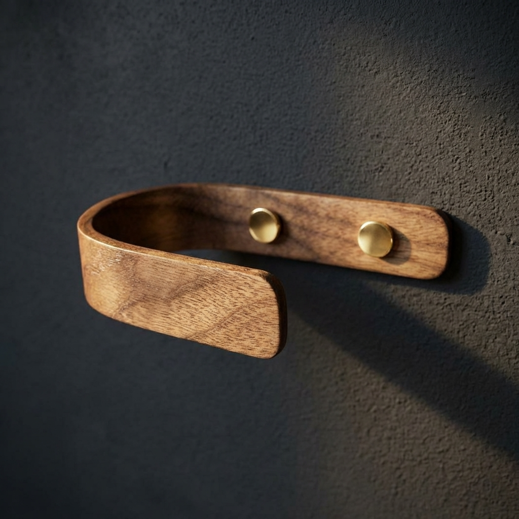 natural walnut wood curtain holders