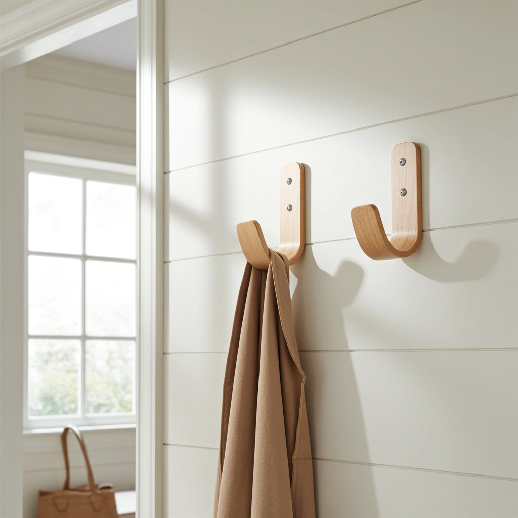 Curved Wall Hook | Solid Oak | Single