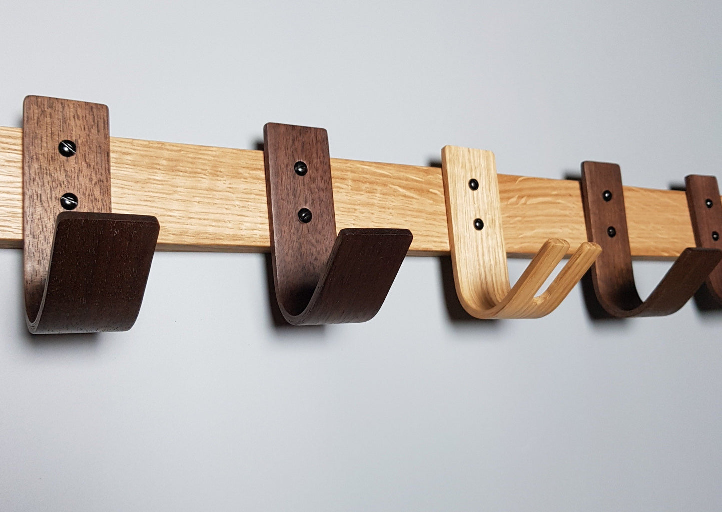 Sunrise Coat Rack With Walnut Hooks and Oak Key - NOIR.DESIGN
