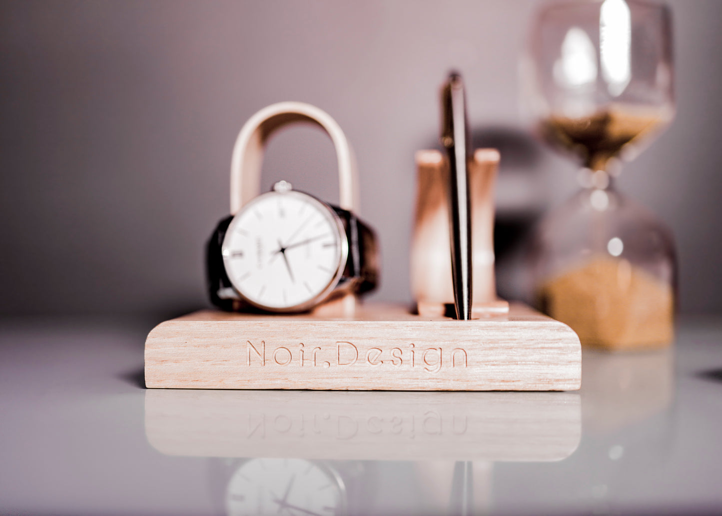 watch stand with pen holder - made from Ash by Noir.Design