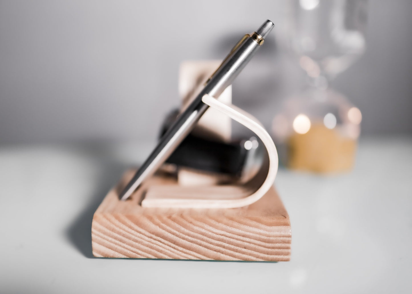 watch stand with pen holder - made from Ash by Noir.Design
