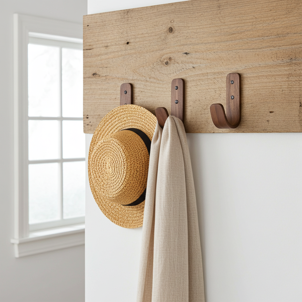 Curved Hardwood Wall Hooks  - Walnut
