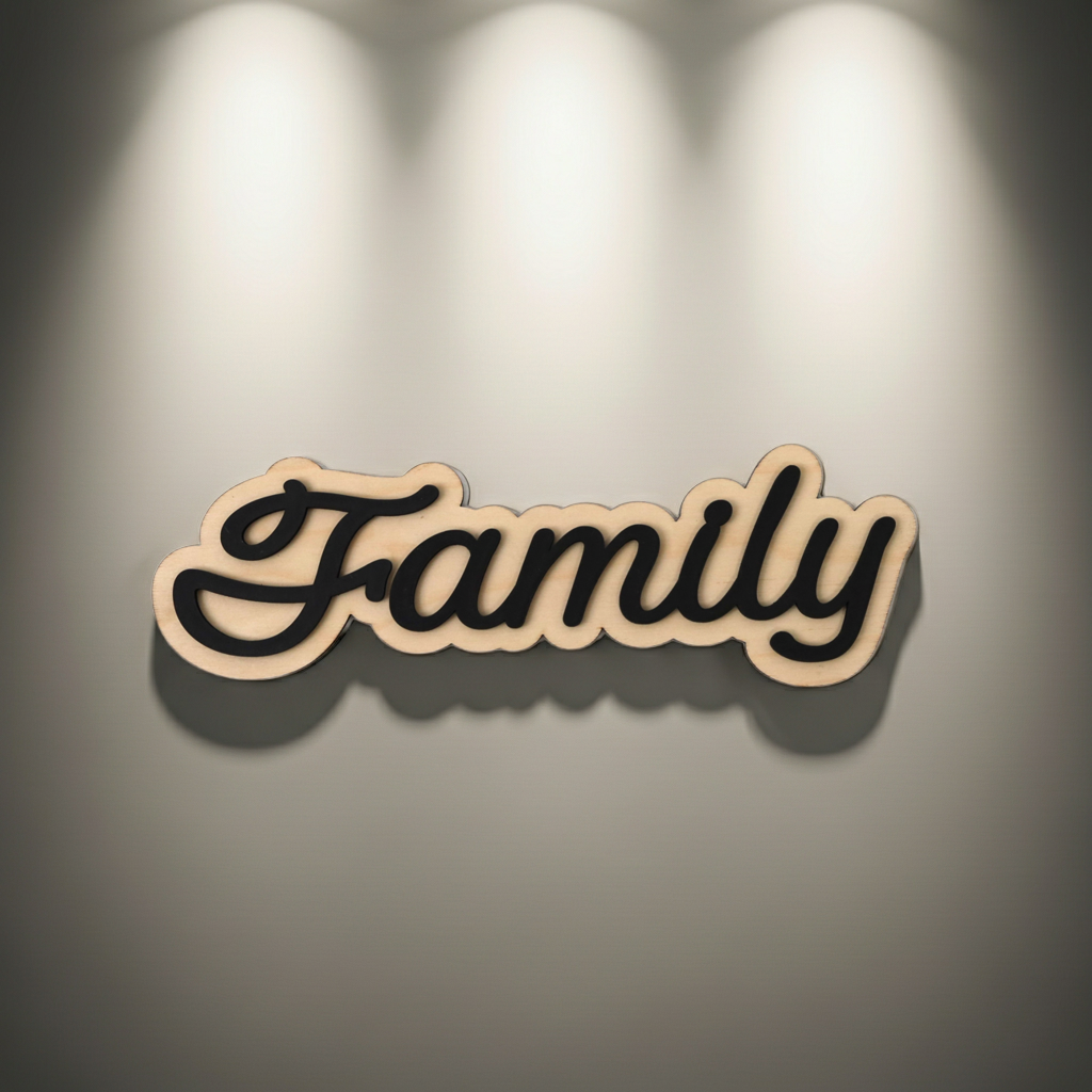 Family Sign | Birchwood & Black Acrylic | Home Decor