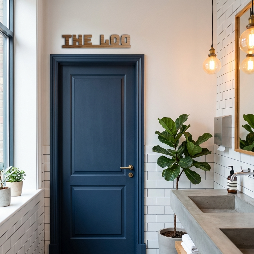 The Loo Walnut Door - Wall Sign