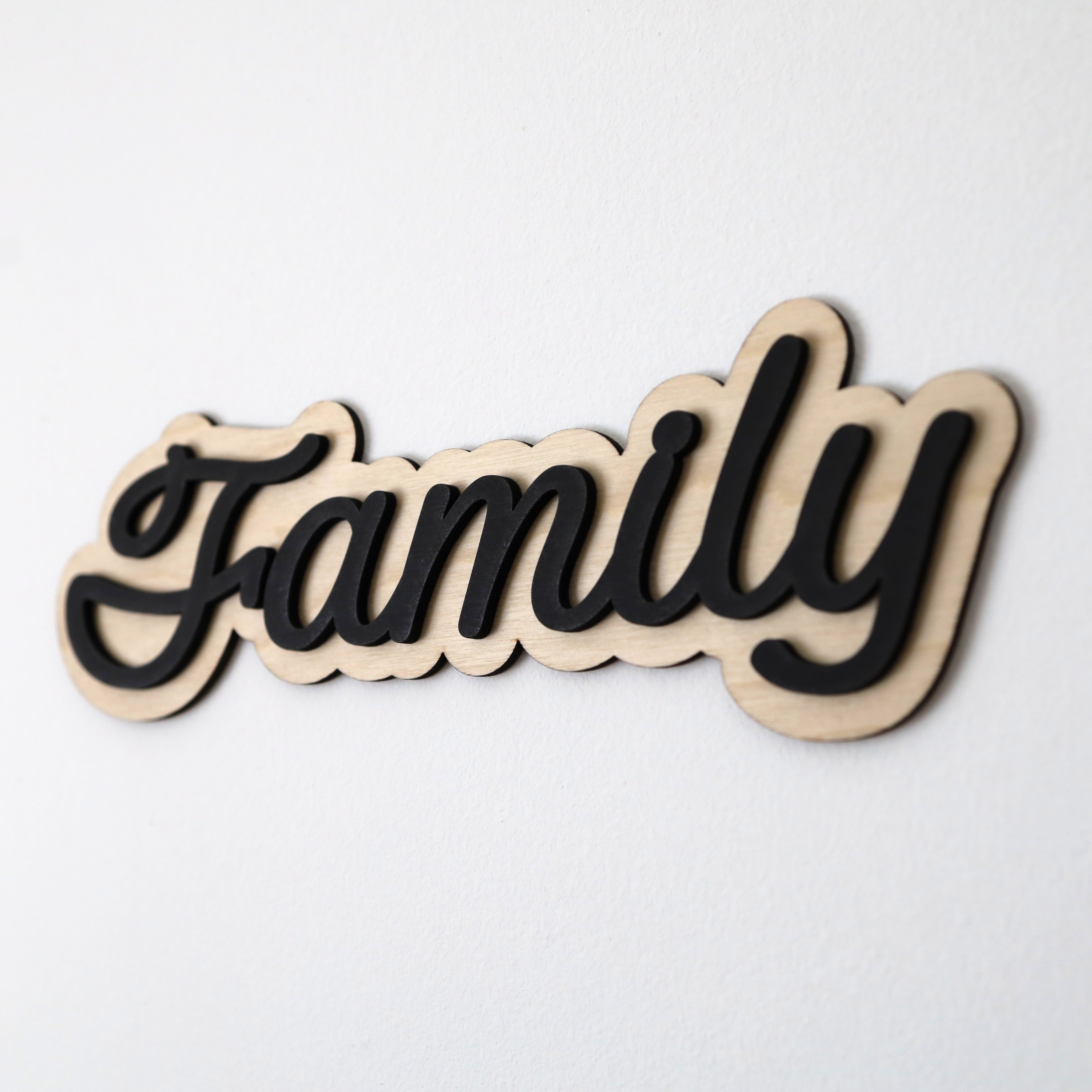 Family Sign | Birchwood & Black Acrylic | Home Decor
