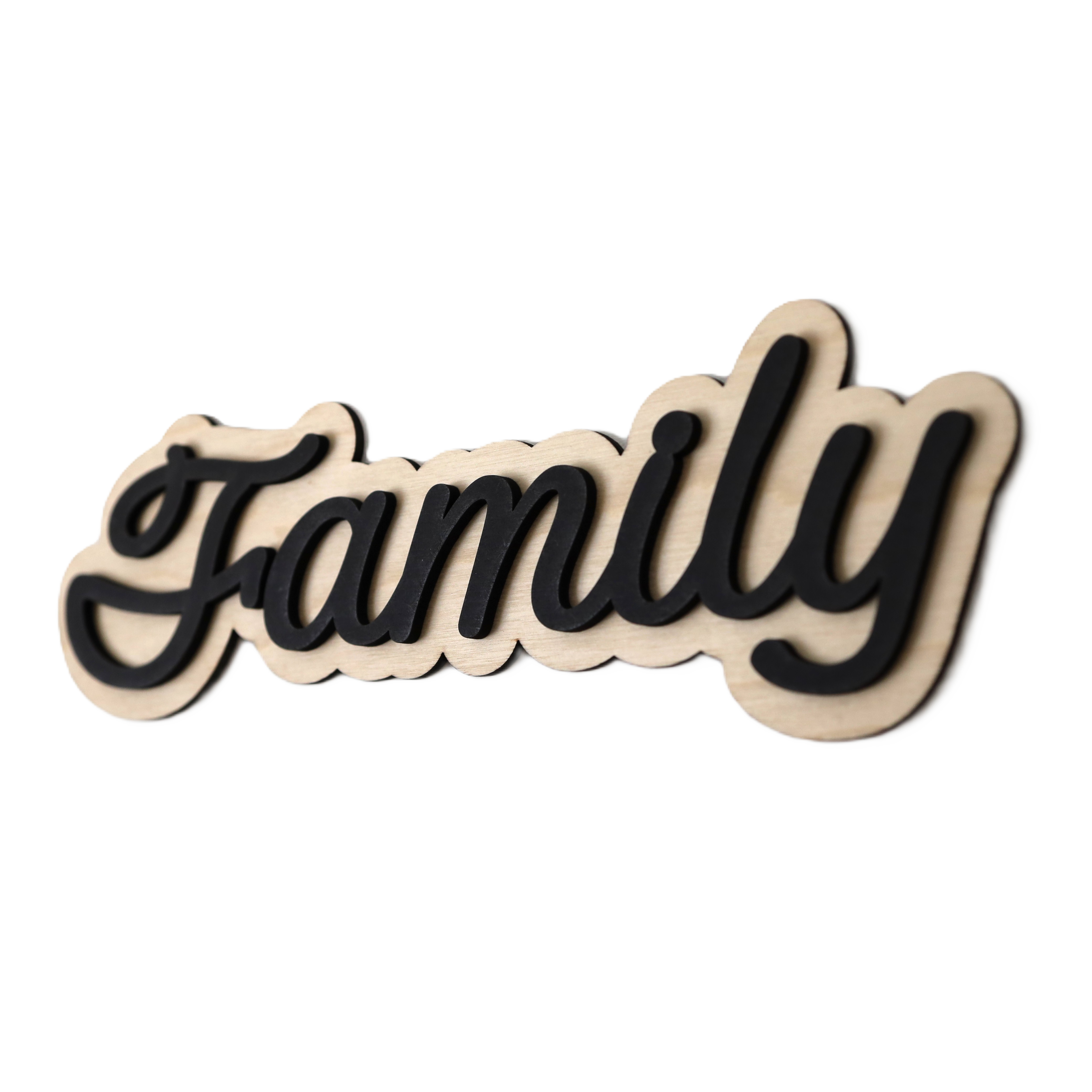 Family Sign | Birchwood & Black Acrylic | Home Decor