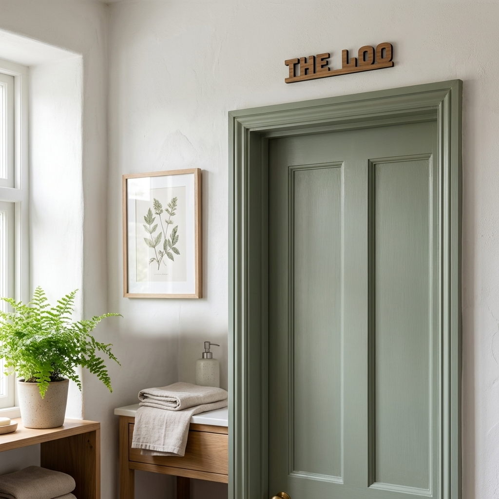 The Loo Walnut Door - Wall Sign