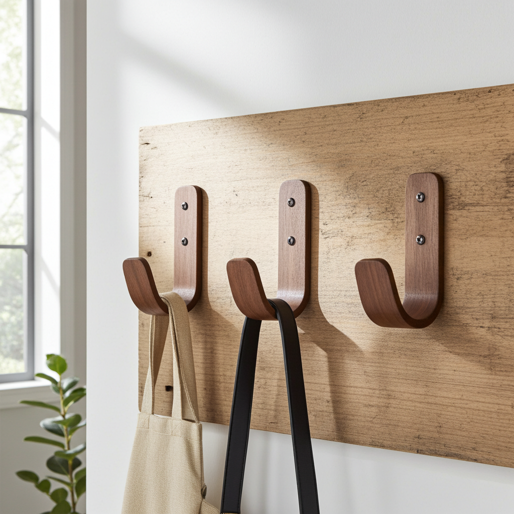 Curved Hardwood Wall Hooks  - Walnut