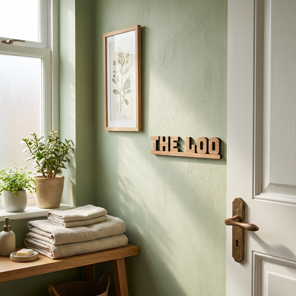 The Loo Walnut Door - Wall Sign