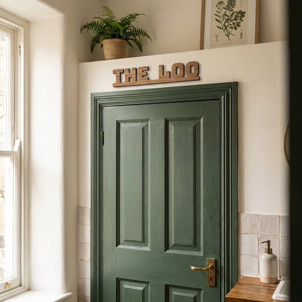 The Loo Walnut Door - Wall Sign