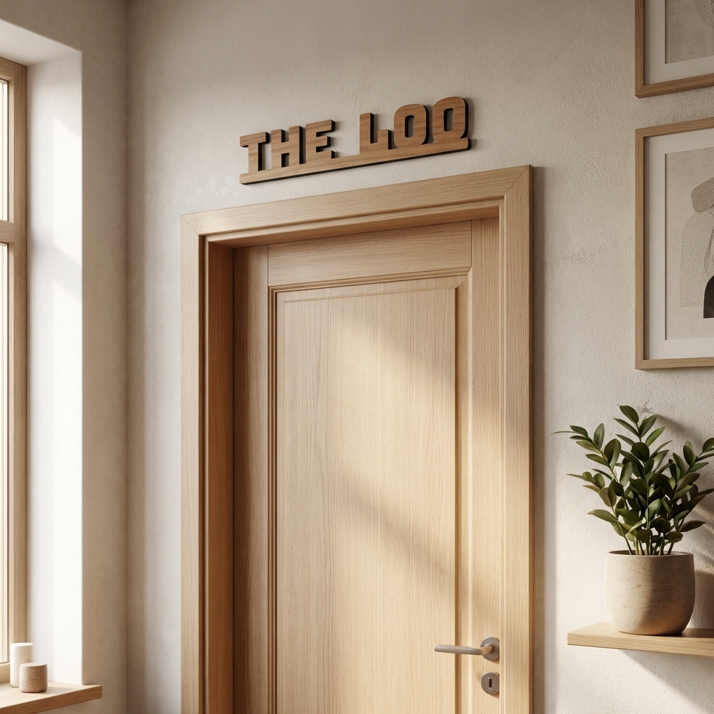 The Loo Walnut Door - Wall Sign