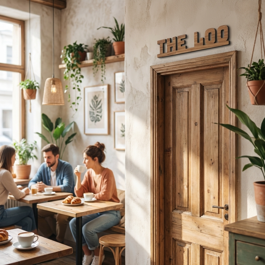 The Loo Walnut Door - Wall Sign