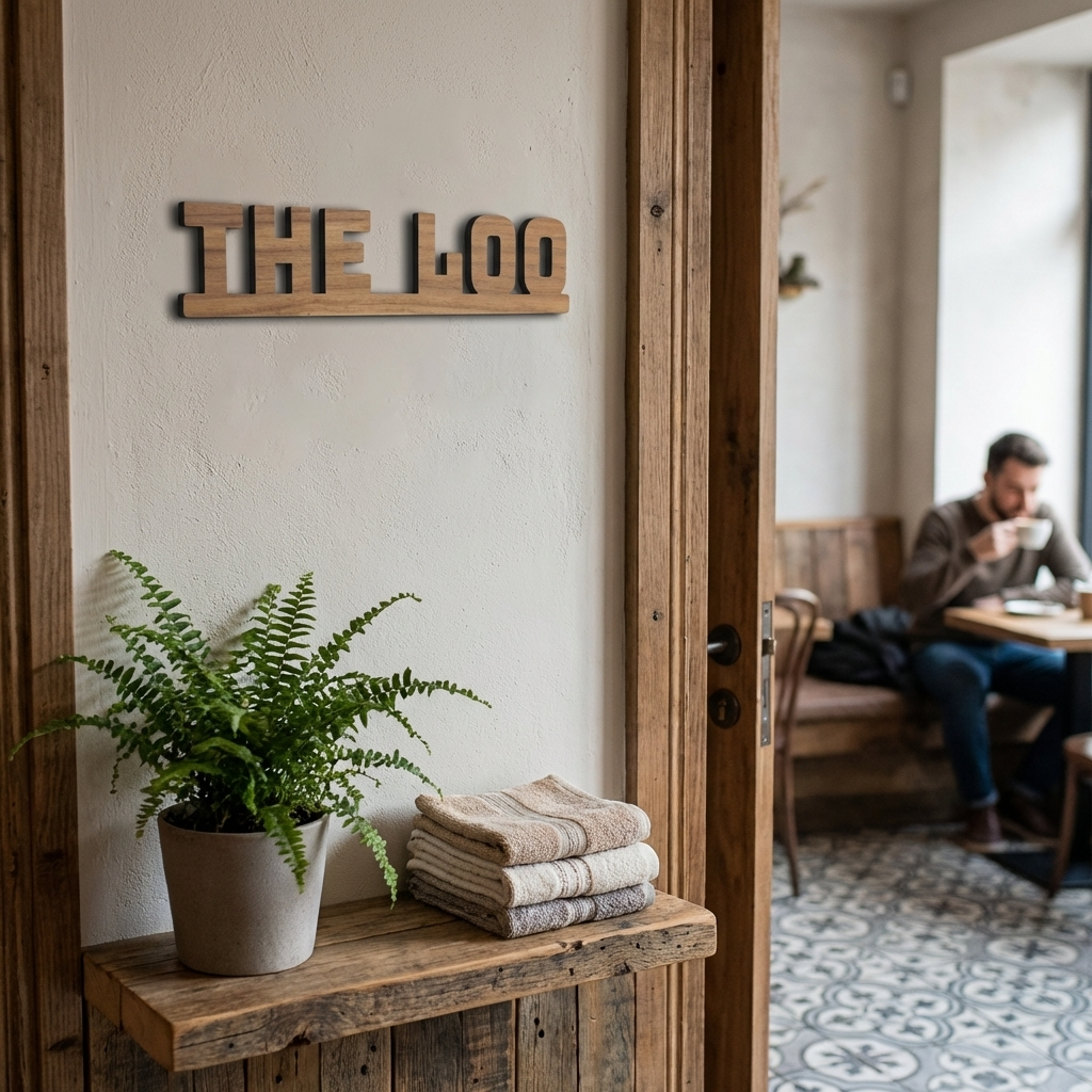 The Loo Walnut Door - Wall Sign