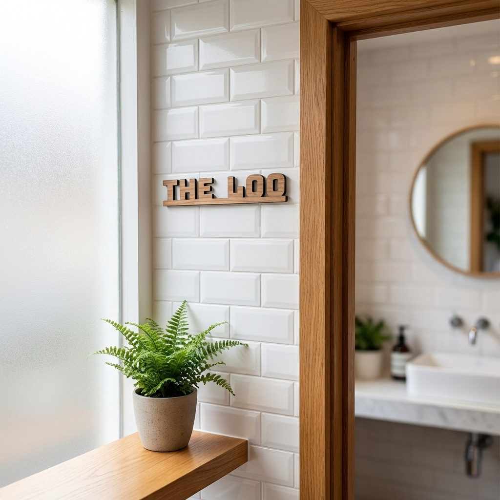 The Loo Walnut Door - Wall Sign