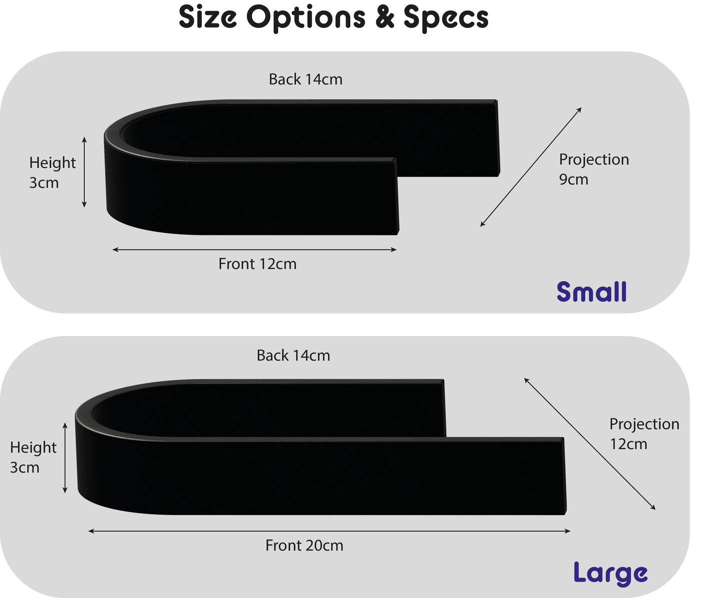 Size diagram for small and large