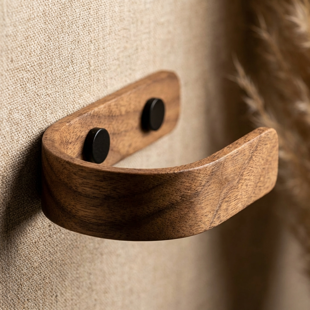 contemporary walnut curtain holders