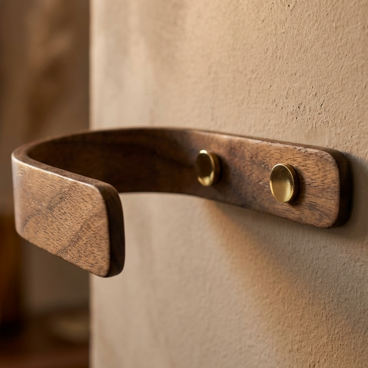 wooden walnut curtain holdbacks modern decor