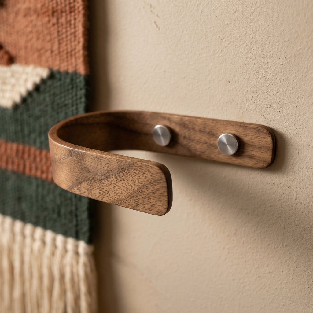 minimalist walnut curtain tiebacks