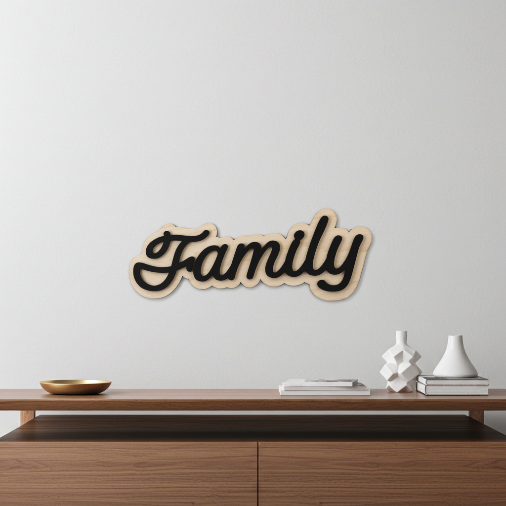 Family Sign | Birchwood & Black Acrylic | Home Decor