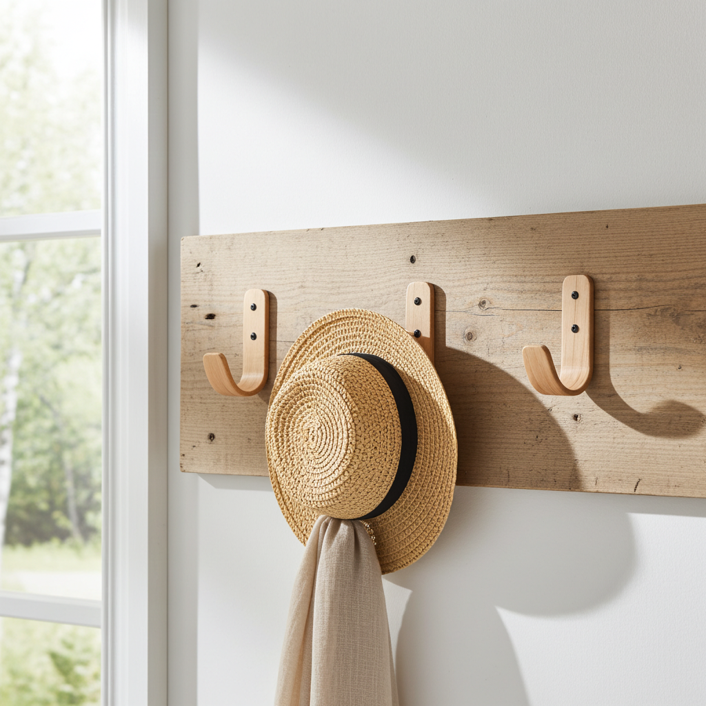 Curved Wall Hook | Solid Oak | Single