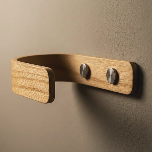 minimalist solid oak curtain tie backs