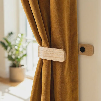 solid oak curtain holders decorative