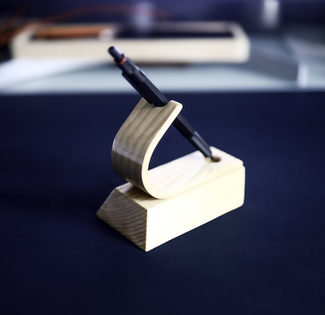 Handcrafted Ash Pen Holder | Premium Wooden Pen Display Stand