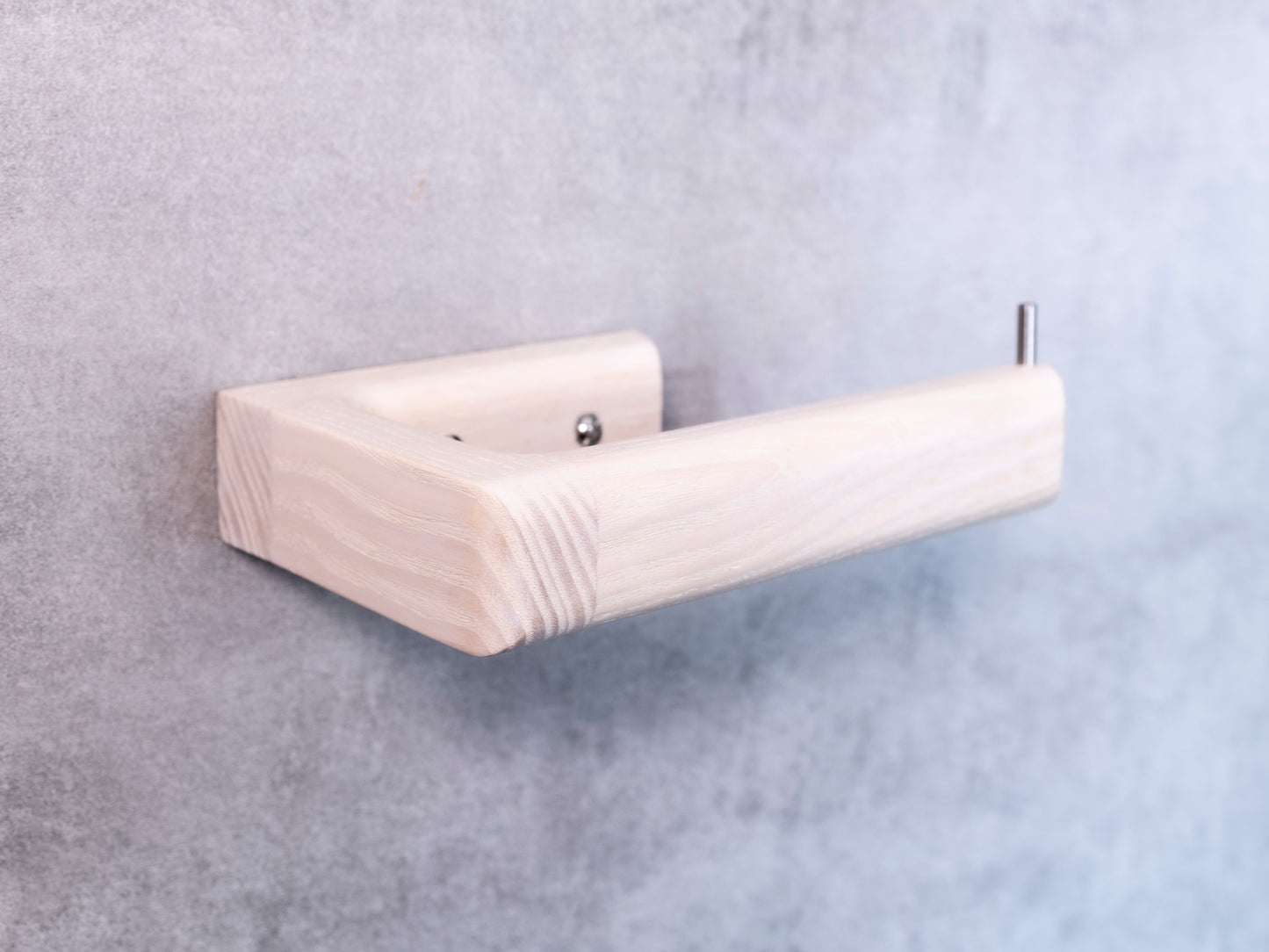 side White toilet roll holder, handmade from solid oak by noir.design