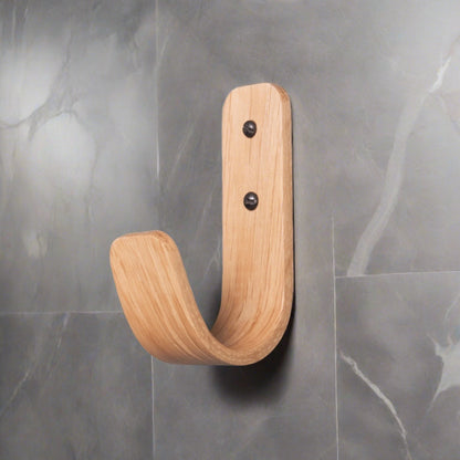 5 Curved Hardwood Wall Hooks  - Oak | Monaco Collection
