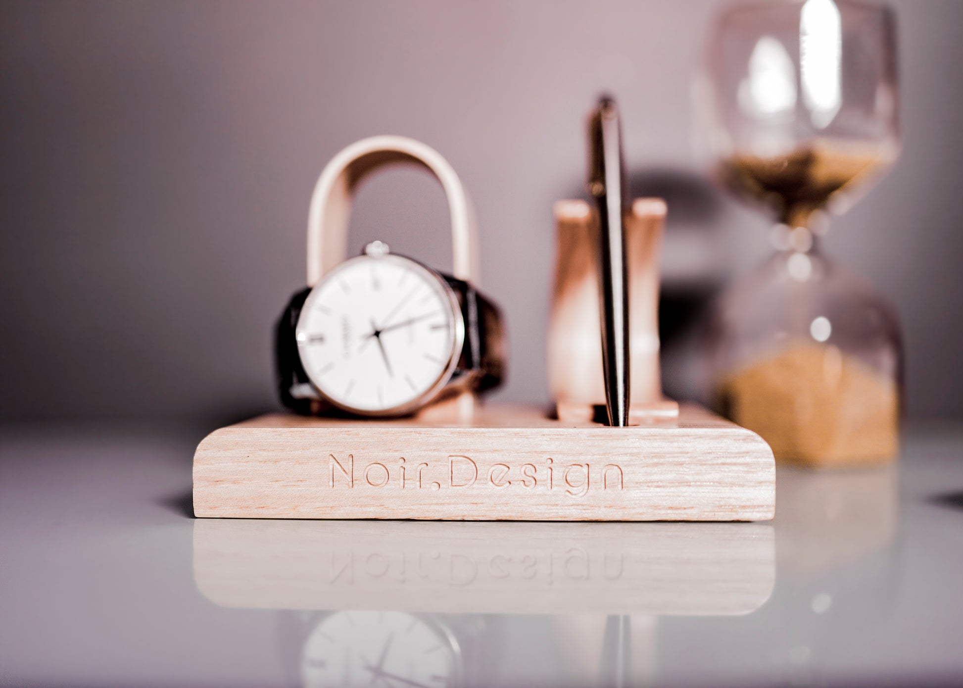 watch stand with pen holder - made from Ash by Noir.Design