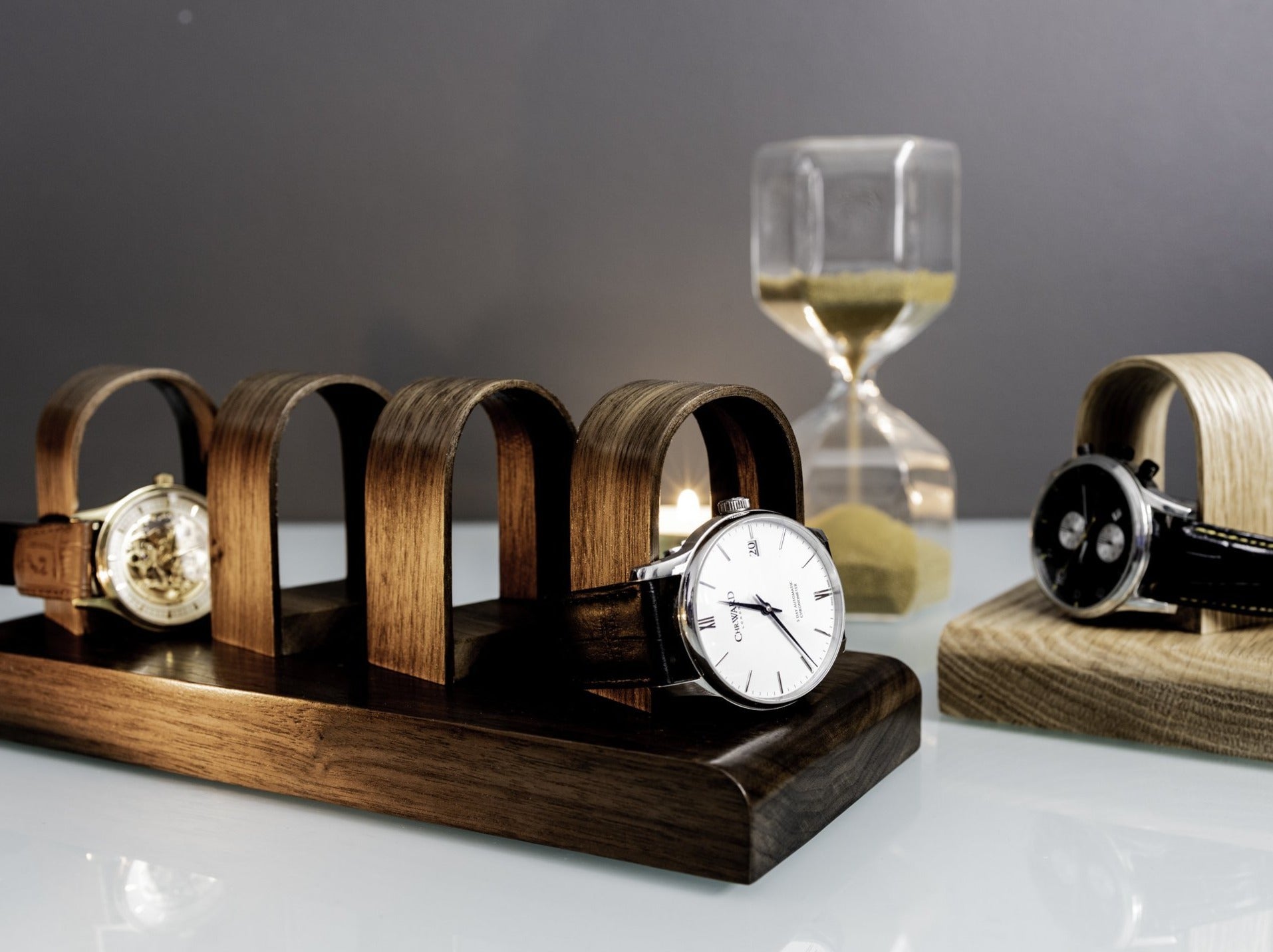 Luxury Walnut Quad Watch Stand Holder - Watch Display - NOIR.DESIGN