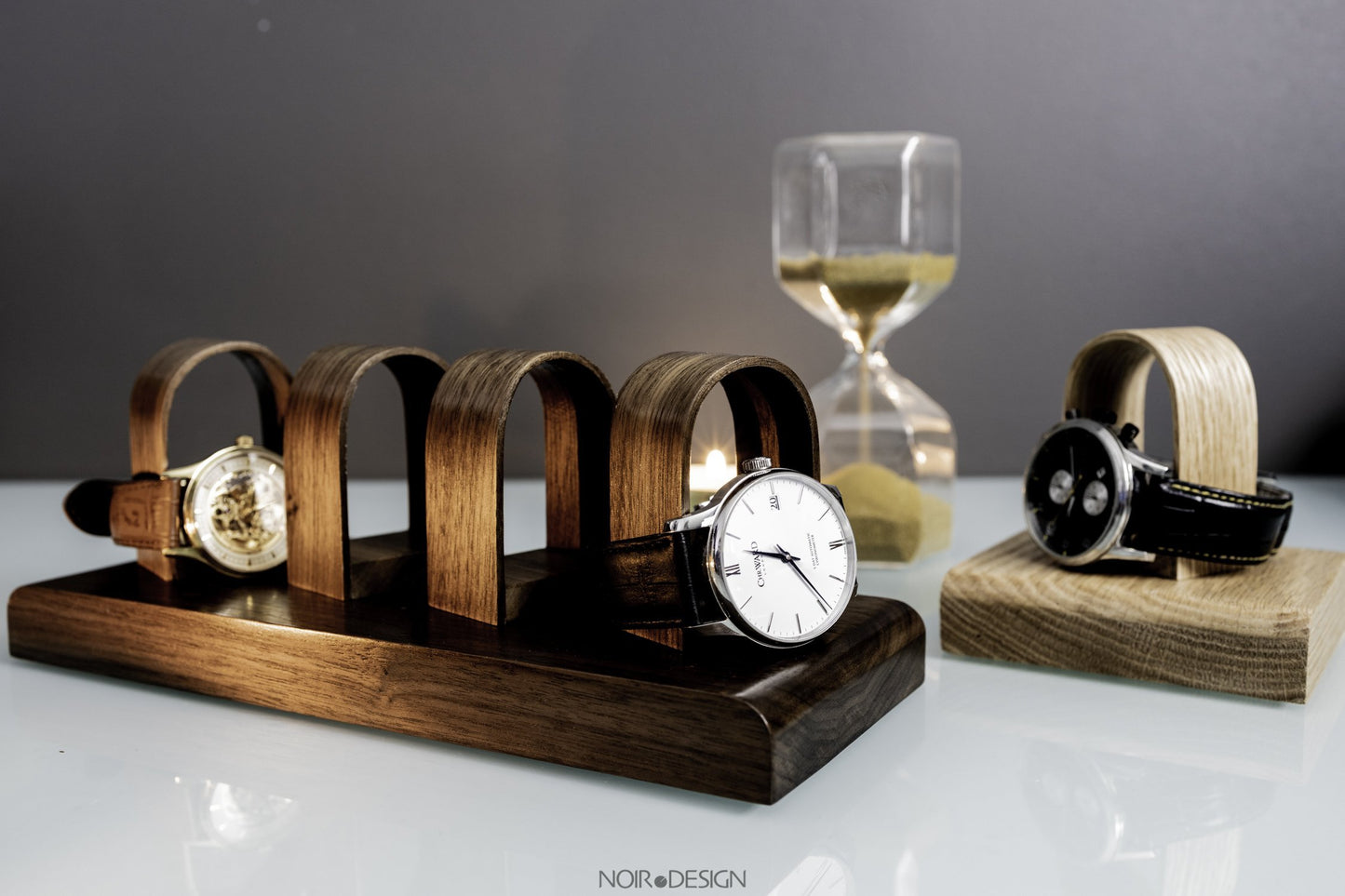 Luxury Oak Quad Watch Stand Holder - Watch Display - NOIR.DESIGN