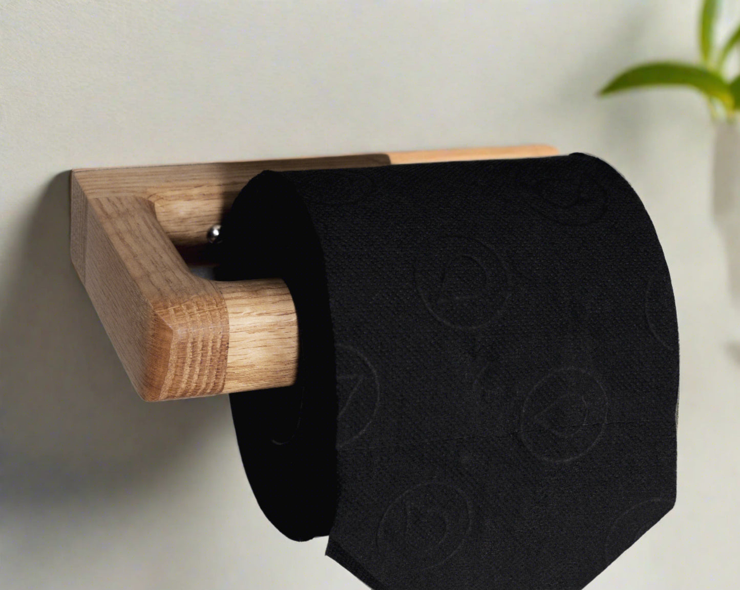 Designer, luxury modern Oak toilet roll holder, paper holder by noir.design 