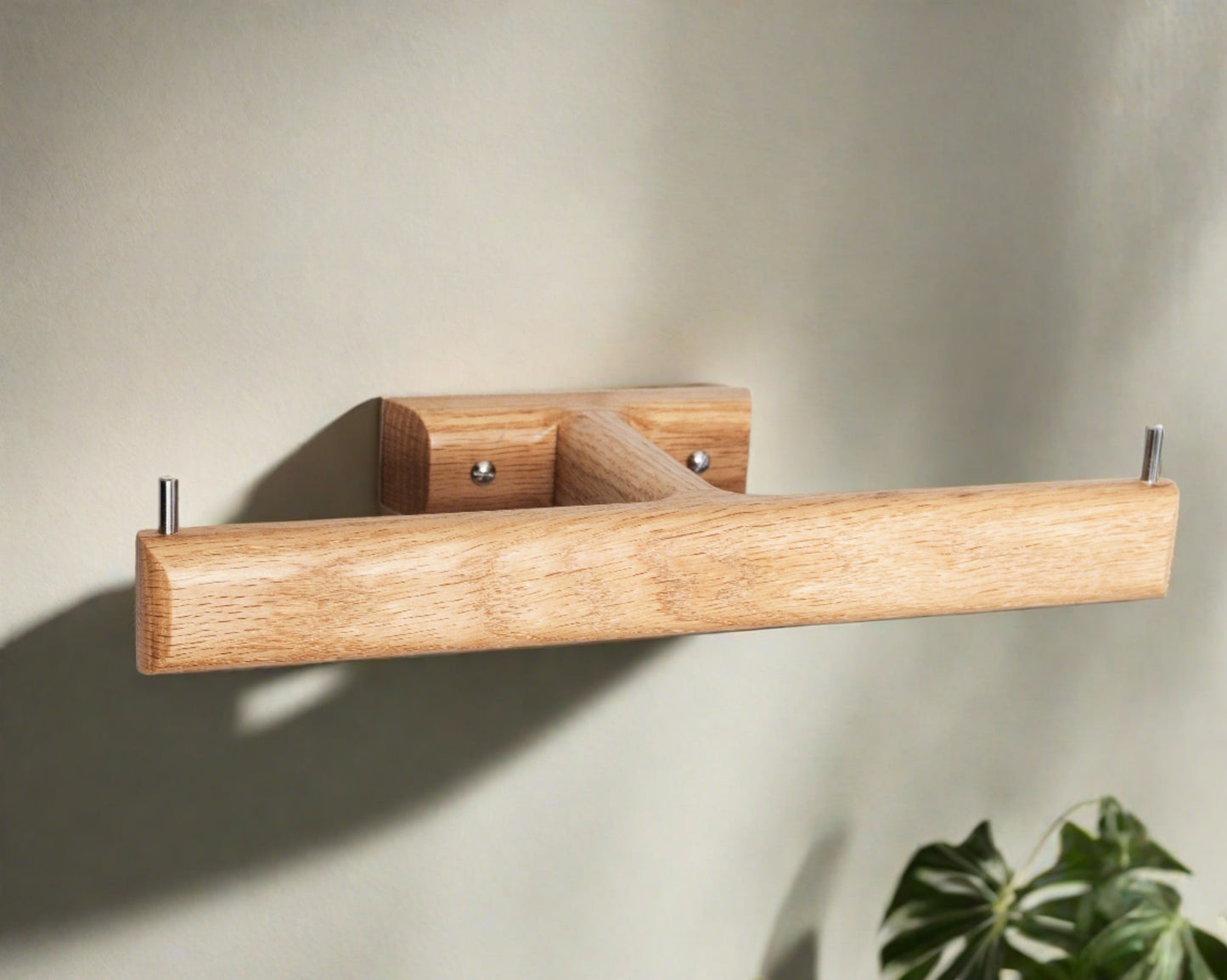 Oak double toilet roll holder