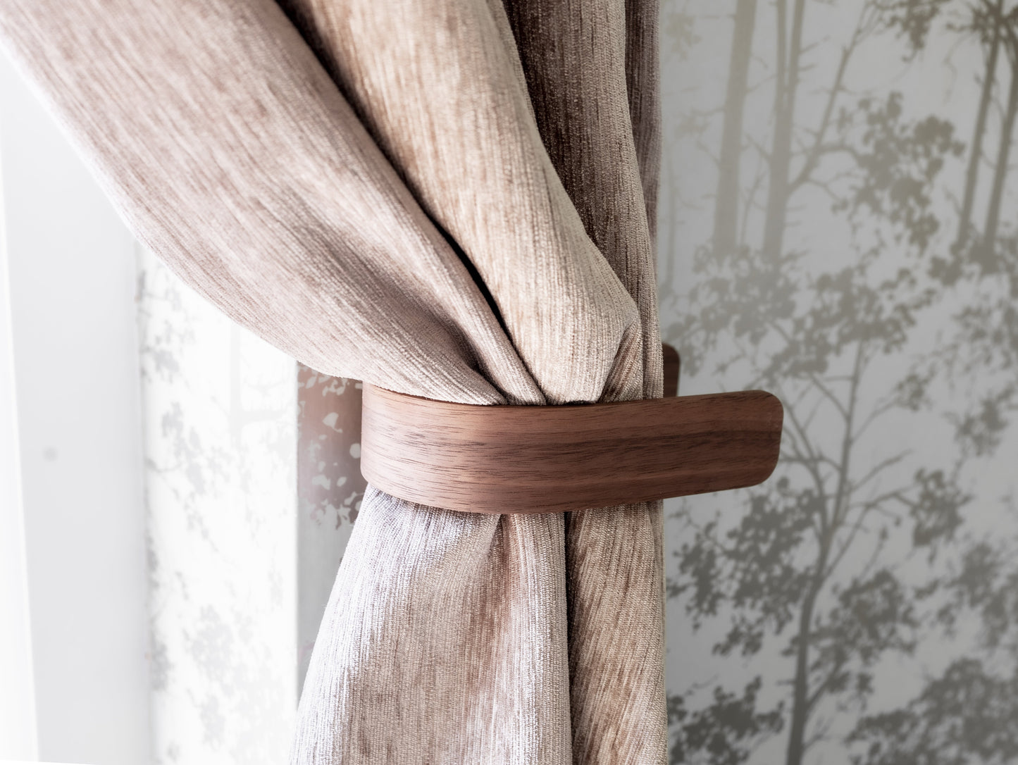 Walnut Curtain Holdbacks | Tie Backs | Pack of 2